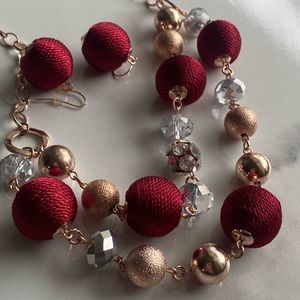 Red and gold necklace & earrings set
